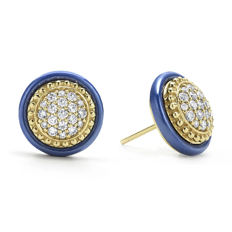 Meridian 18K Gold and Diamond Ceramic Stud Earrings