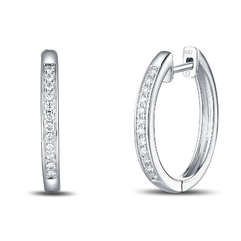 White Gold Diamond Hoop Earrings - S2012124